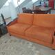 3-seater convertible sofa in brick orange & blackened wood – Diva Salon x Simm