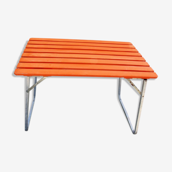 Table of camping vintage metal and wood folding indoor outdoor