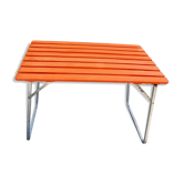 Table de camping vintage métal et bois pliante interieur exterieur