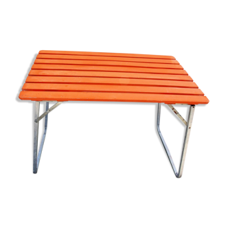 Table of camping vintage metal and wood folding indoor outdoor