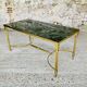 Table basse mid-century en marbre vert et laiton, 1960s