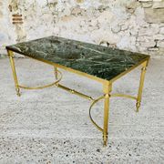 Mid-century coffee table in green marble and brass, 1960s