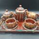 Tête-à-tête coffee service in Puisaye stoneware signed Louis Cagnat, Art Deco