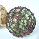 Set of 2 marine floats yellow and green ball glass and rope