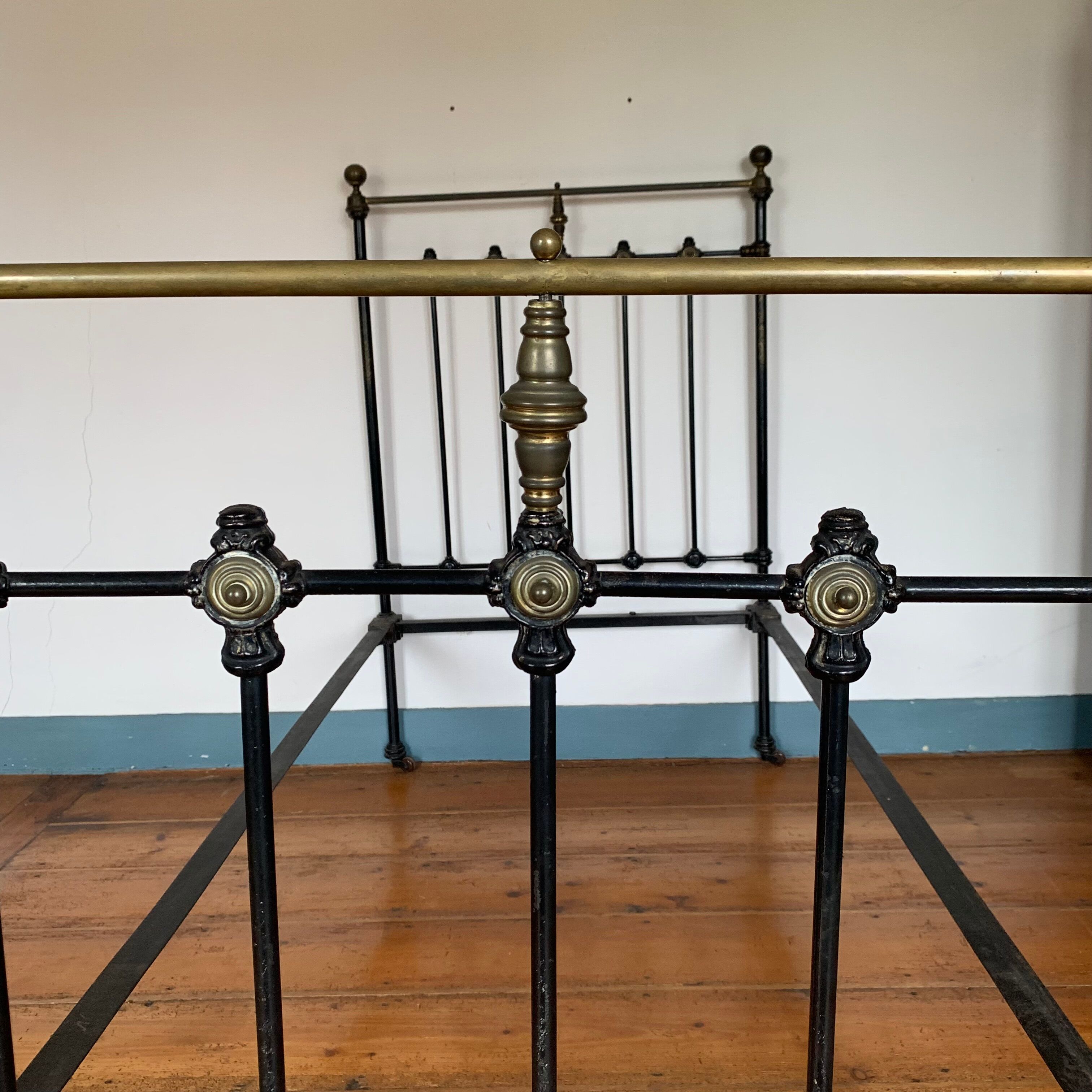 Victorian bed wrought iron and brass