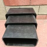 Vintage black wood trundle table