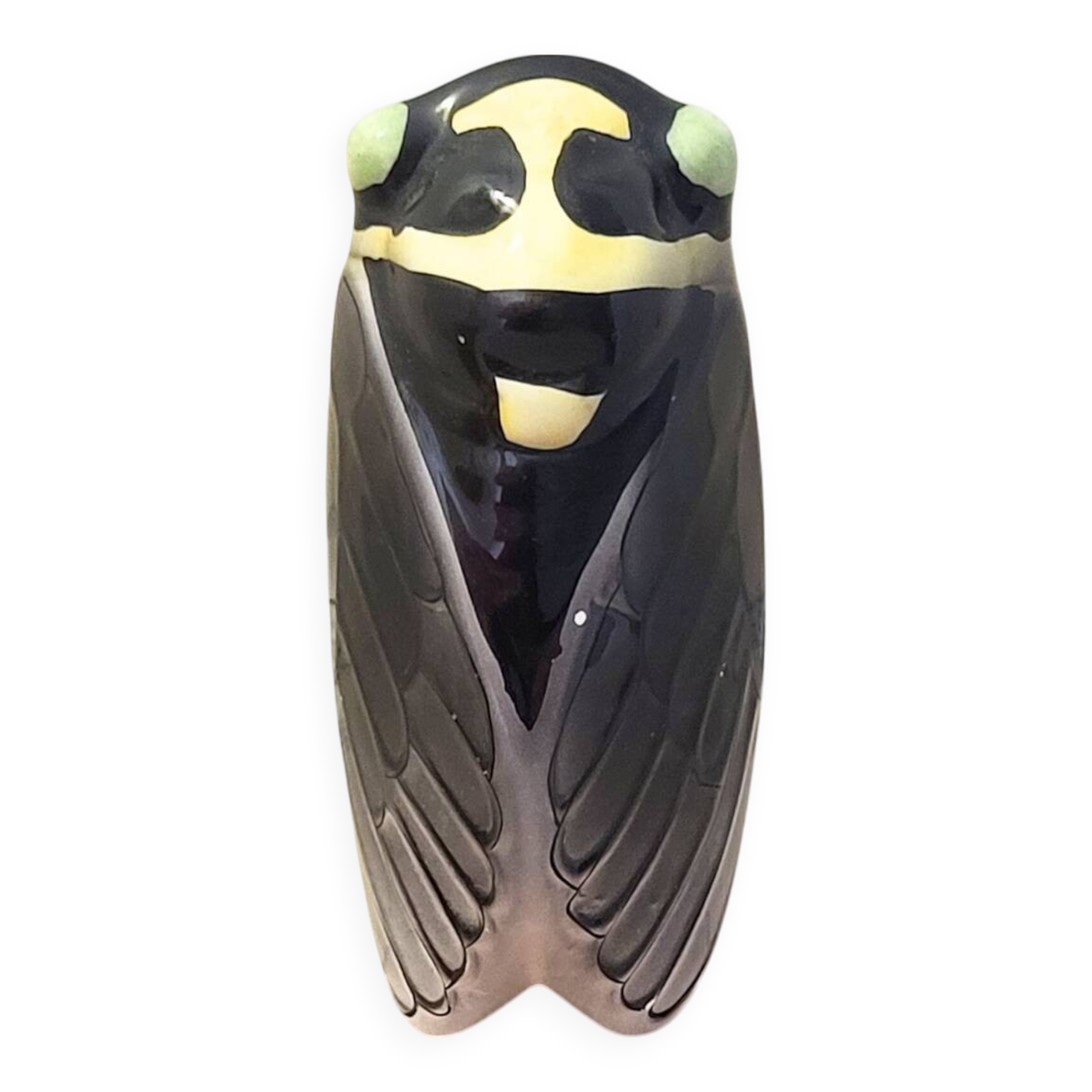 Vintage hand-painted earthenware wall cicada – Provençal retro decor