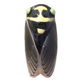 Vintage hand-painted earthenware wall cicada – Provençal retro decor