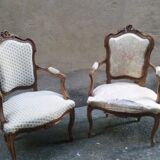 Lot de 2 fauteuils cabriolet de style Louis XV