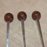 3 couverts à condiment 1970 Eloi Pernet inox et bois