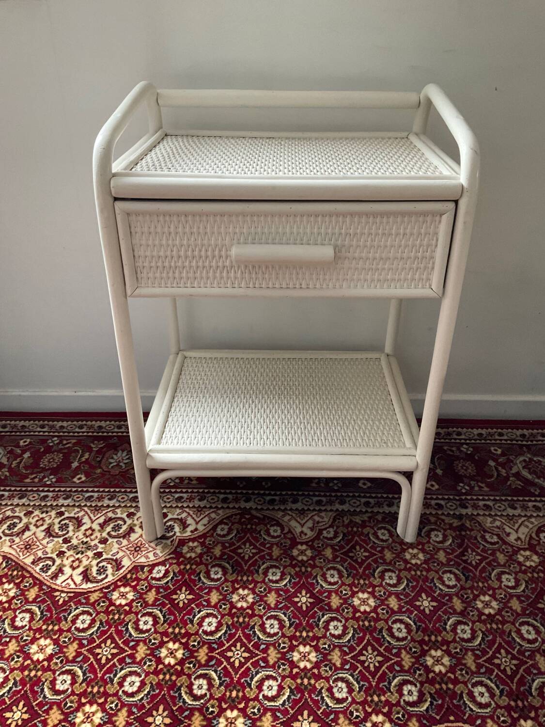 Vintage rattan bedside table from the 70s and 80s
