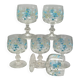 Arcoroc france stemmed glasses with forget-me-not decor, vintage 1980s
