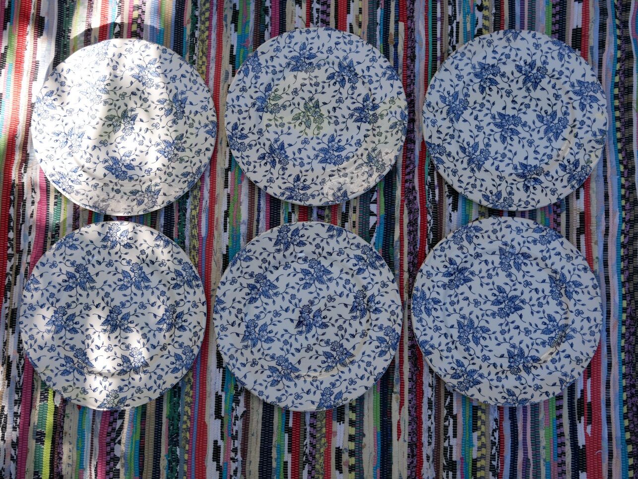 6 plates flat flowers vintage by Grindley