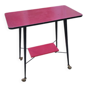 Table d'appoint à roulette - rouge