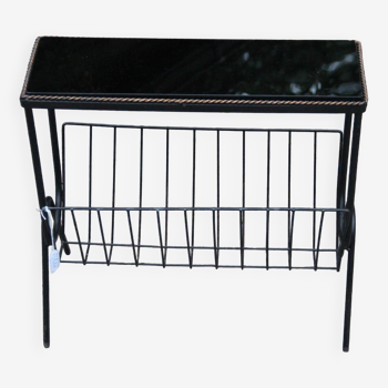 Magazine shelf, ceramic and wrought iron newspaper rack