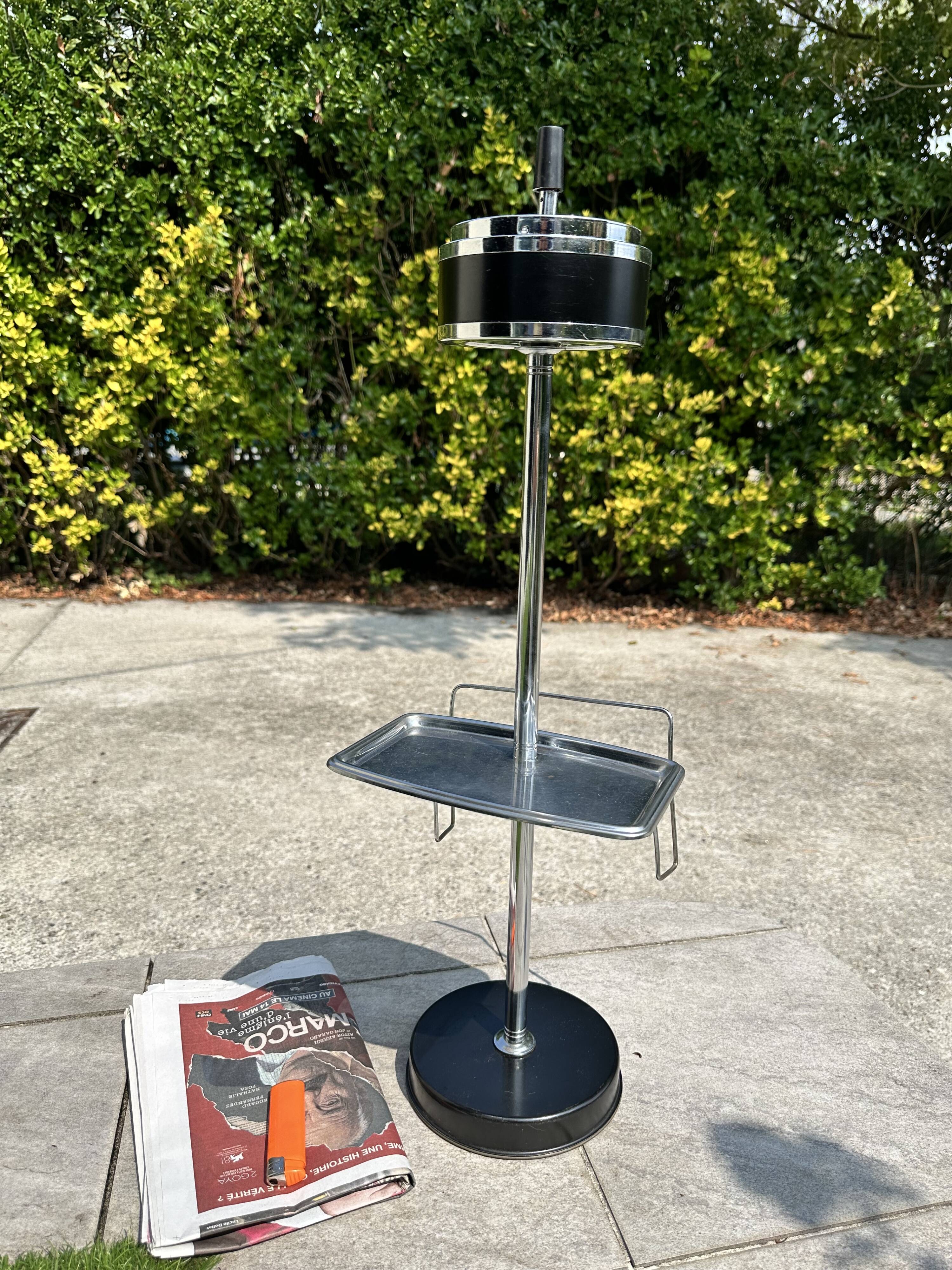 Cendrier sur Pied Vintage Années 70 - Tablette & Porte Revues/Journaux