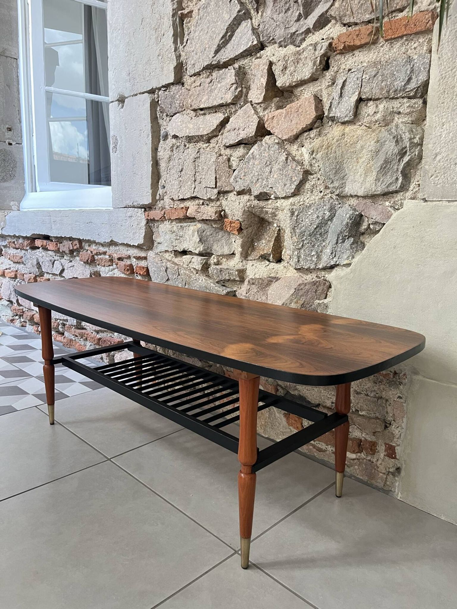 Table basse style scandinave 2 niveaux années 60