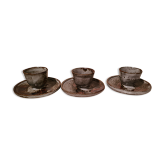 Serie de trois coquetiers en céramique