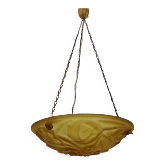Antique degue chandelier, art deco pendant bowl 1 light, made of glass paste.
