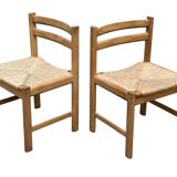 Vintage dining chairs set of 6 oak and rattan design minimalist design