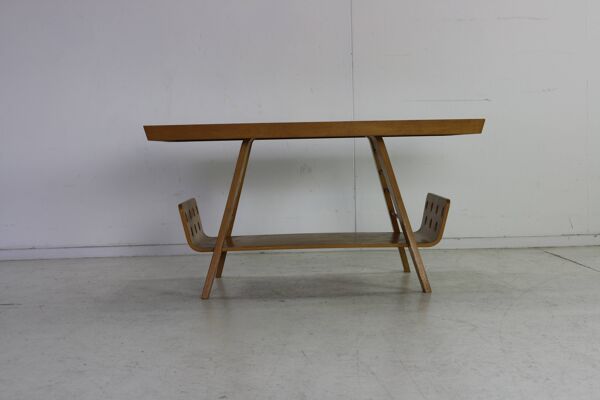 Table basse en bouleau de conception hollandaise par Wilhelm Lutjens pour Den Boer Gouda