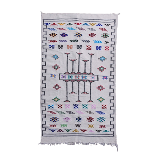 Tapis bohème blanc marocain 112x195 cm