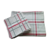 Nappe vintage et 8 serviettes en coton et lin  genre "linge basque" 1.33 x 1.76 m