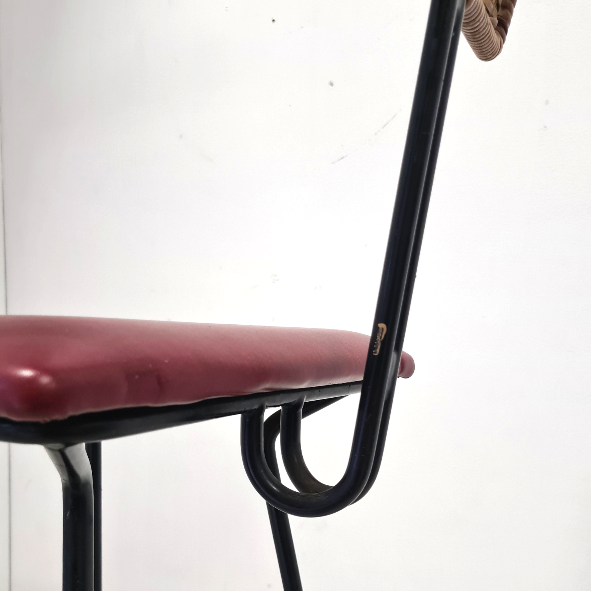 Mid century metal and rattan bar stool by Maria Witzemann for Erwin Behr, Germany 1950s