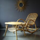 Rocking chair in vintage rattan from Rohe Noordwolde
