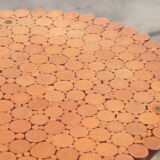 Bohemian bamboo mcguire dining table set with 6 palm leaf chairs, 1960 france.