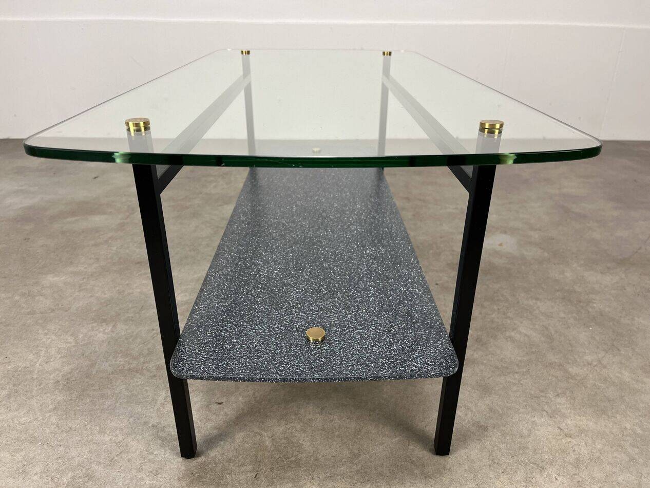 1950s coffee table in metal and glass