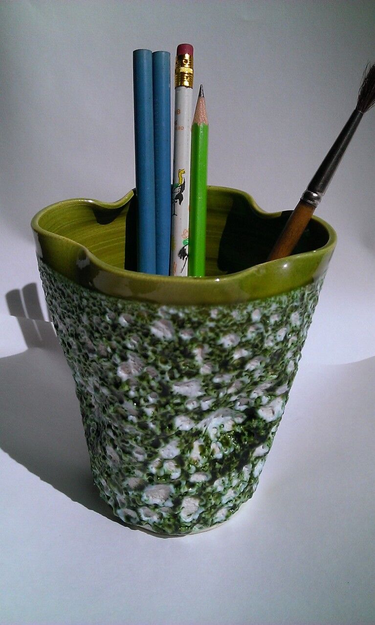 Vase enamaux olive green Vallauris