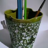 Vase enamaux olive green Vallauris