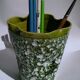 Vase enamaux olive green Vallauris