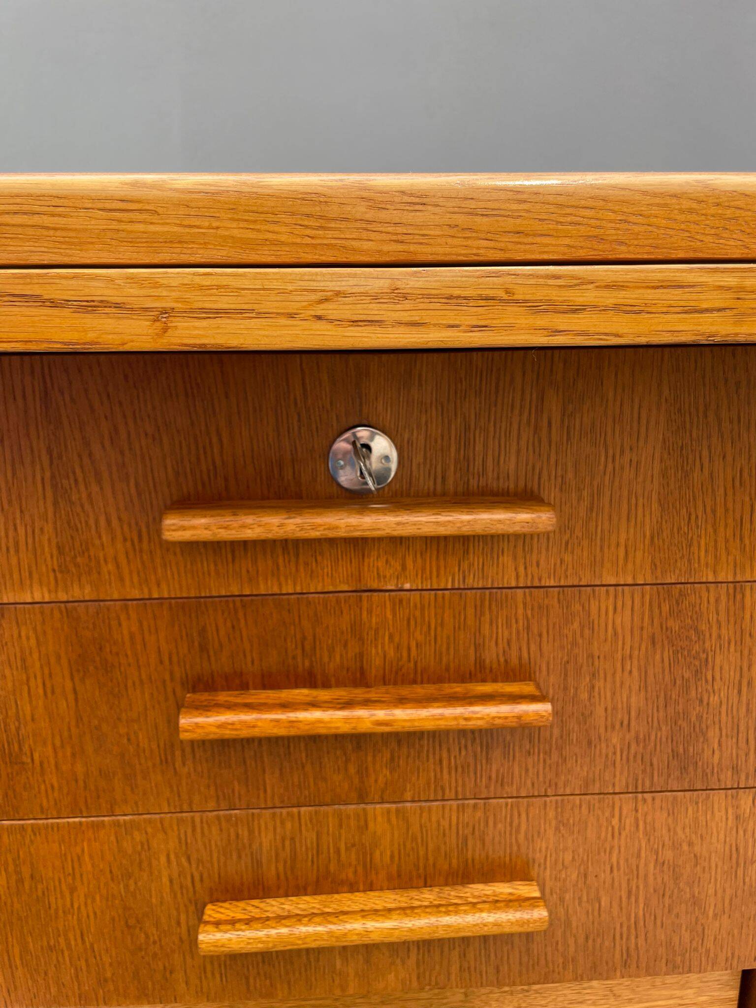 Bauhaus Walnut Writing Desk with Red Top