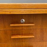Bauhaus Walnut Writing Desk with Red Top