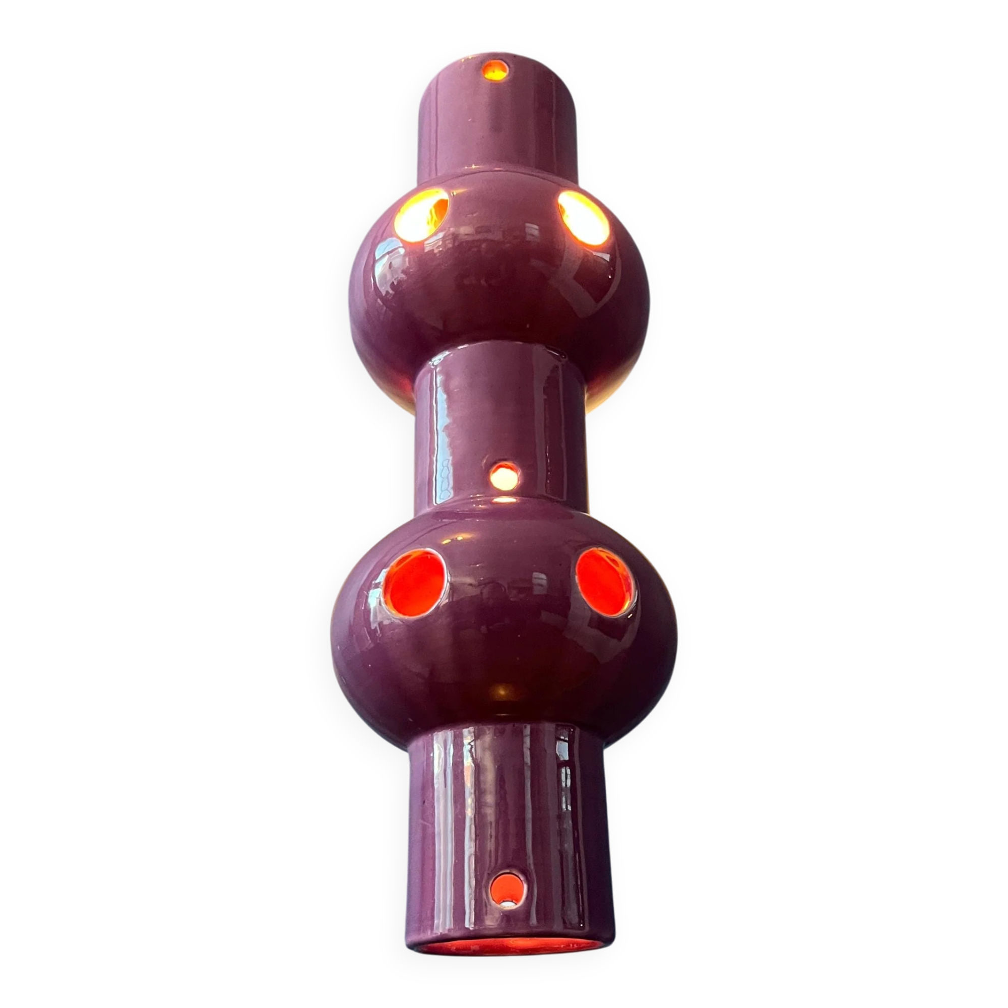 Suspension vintage en céramique rose violette West Germany