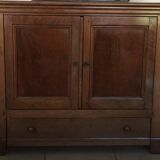 Meuble tv ou bar en merisier avec plateau pivotant