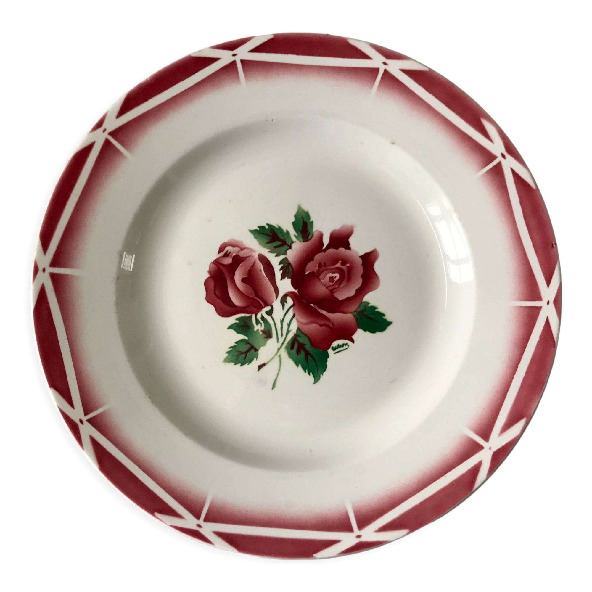 Round dish Digoin Sarreguemines model "Cibon" years 30-40