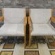 Paire de fauteuils laine bouclette 1970