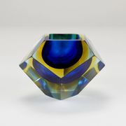 Faceted diamond caviar bowl Mandruzzato Sommerso, Murano glass, Italy, 1960s