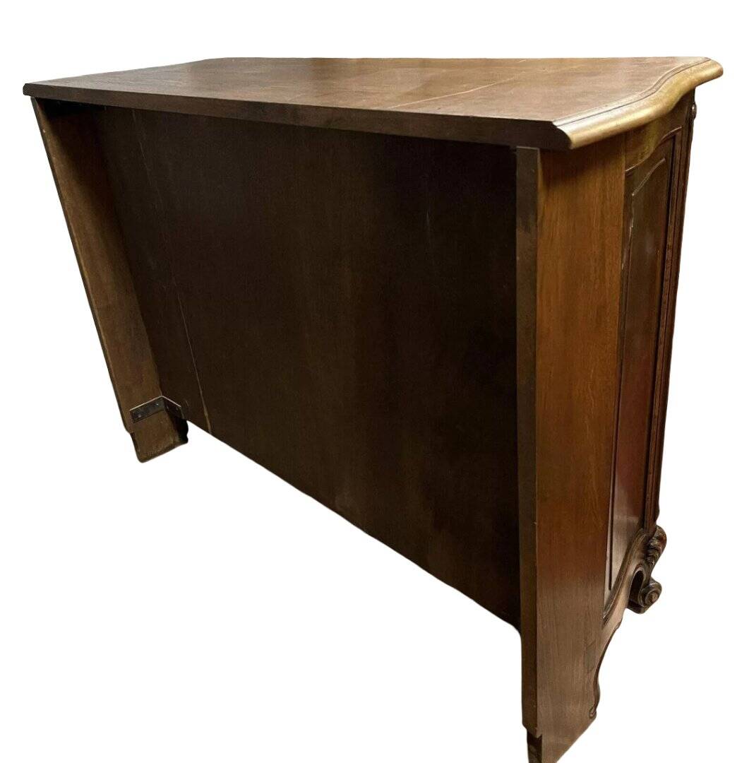 curved wooden buffet with double secret compartment in Louis XV style made of oak