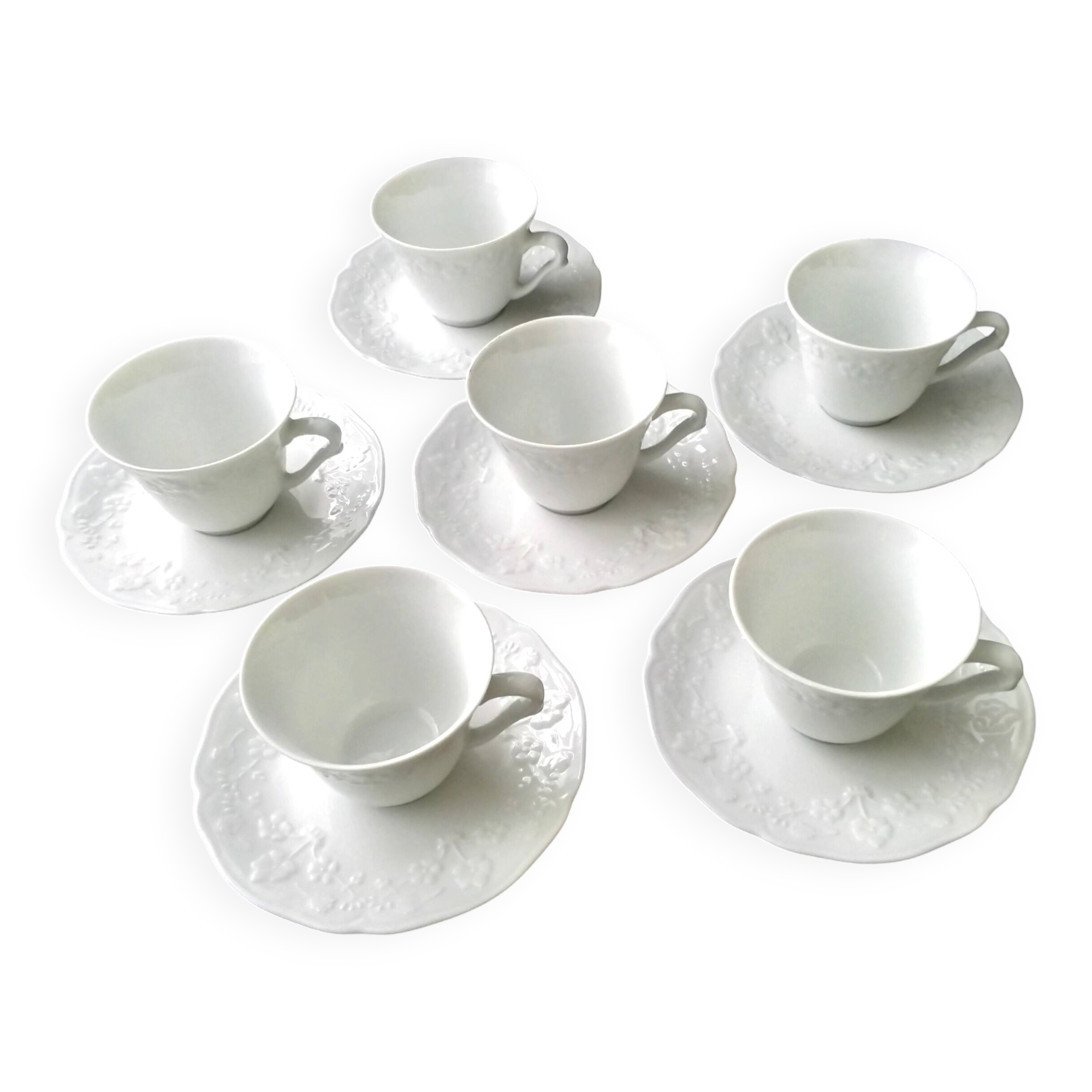 6 Tasses à café en porcelaine de Limoges