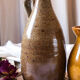 Bouteille poterie en grès beige