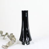 Black and white tempered glass vase, vintage 1960