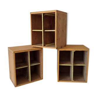 Set of 3 old workshop lockers