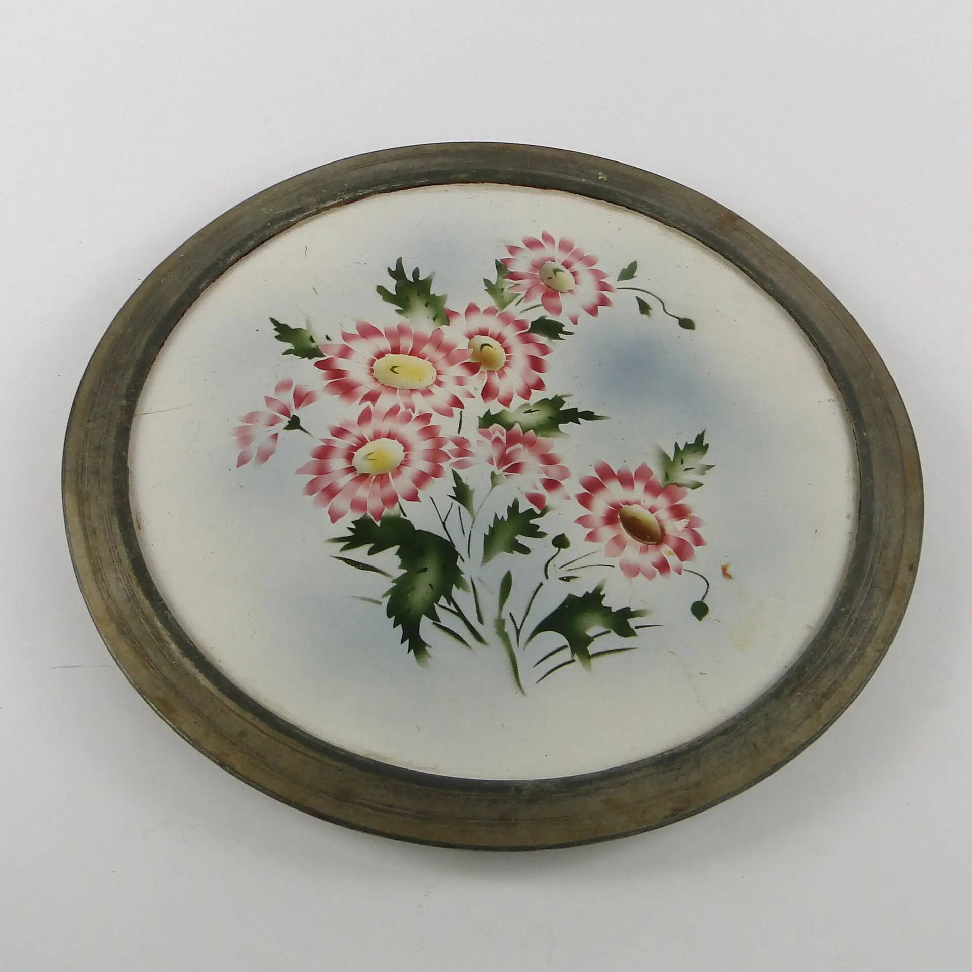 Art Nouveau tray, silver-plated brass, white porcelain, Austria, early 20th century