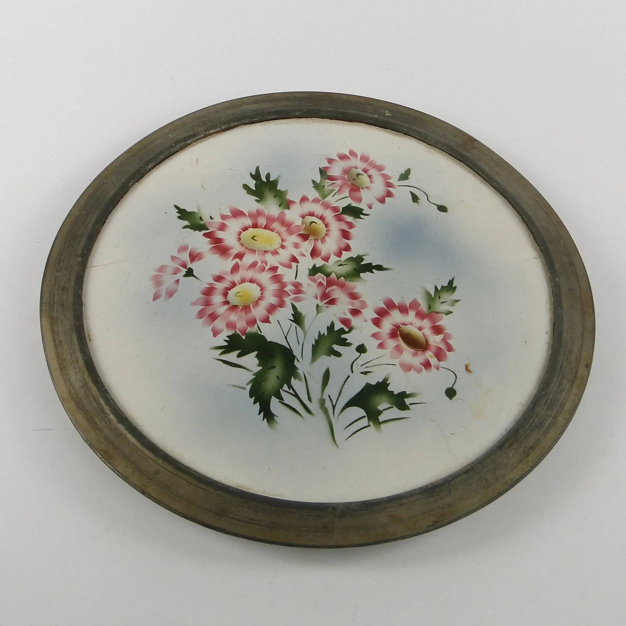 Art Nouveau tray, silver-plated brass, white porcelain, Austria, early 20th century