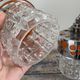 Set of vintage electric chiseled glass lamps