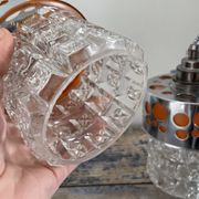 Set of vintage electric chiseled glass lamps